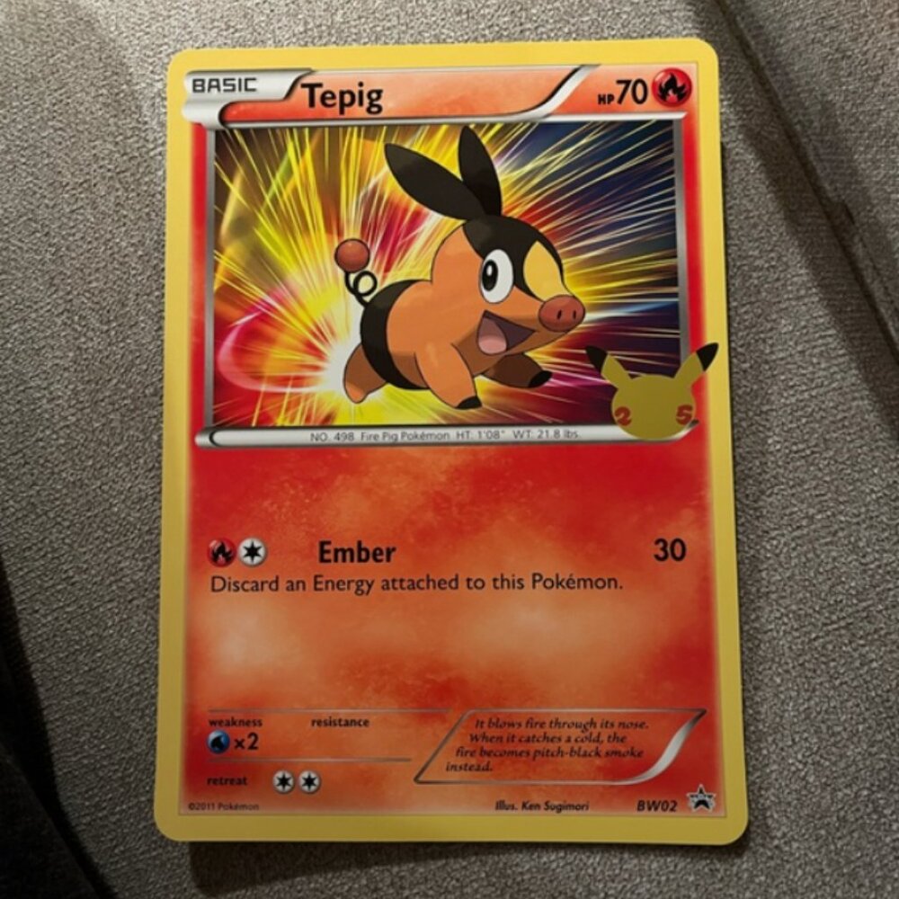 Pokemon Tepig Fire Jumbo First Partner Promo Card 25th Anniversary